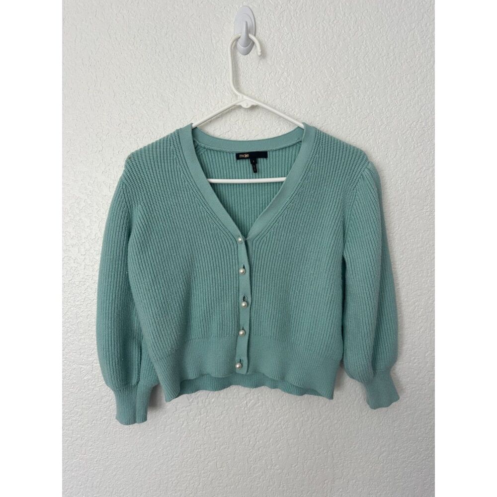Maje Mistou Cardigan Sweater Pearl Buttons Size 1 (Small) - Picture 3 of 7